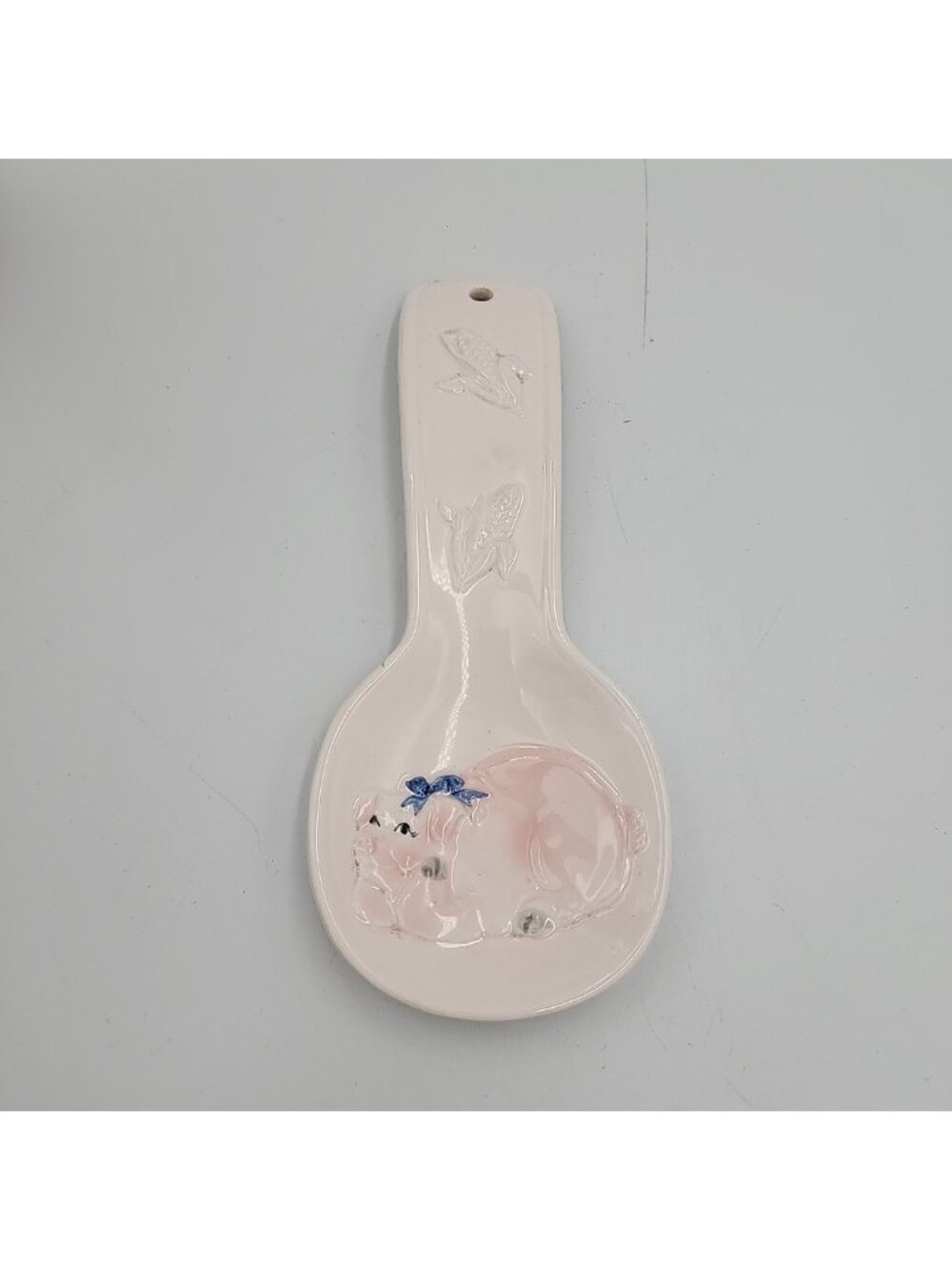 Vintage Mary Ann Baker Pig Spoon Rest Ceramic Pink 8"  Farmhouse